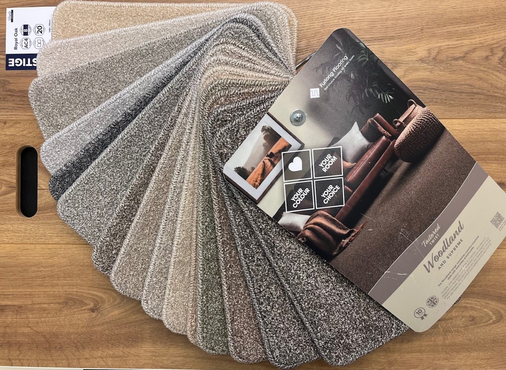 Woodland Supreme twist carpet colours samples